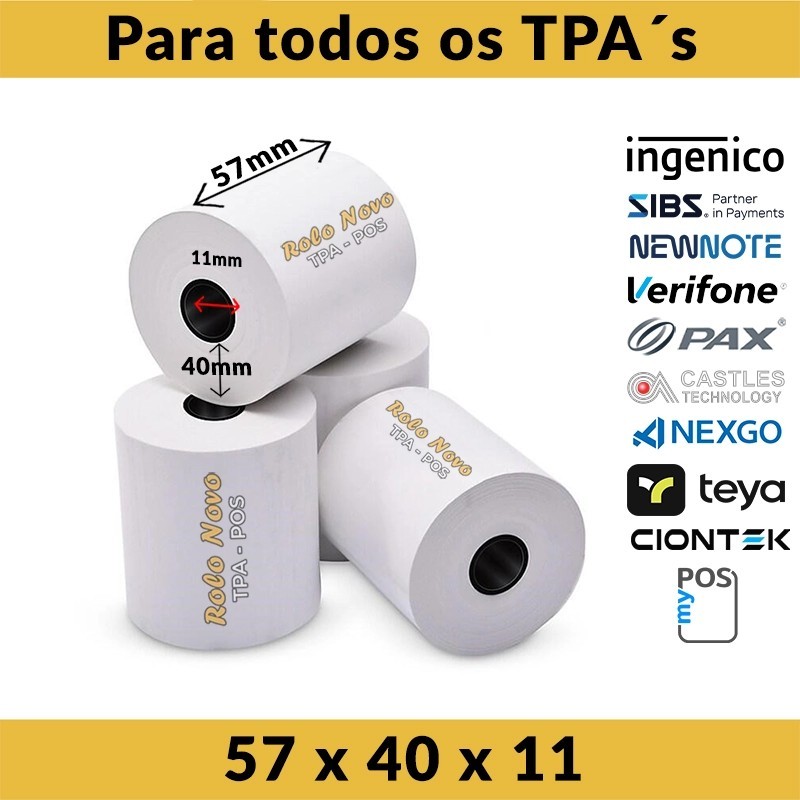 Rolos de Papel Térmico Recomendados para TPA's